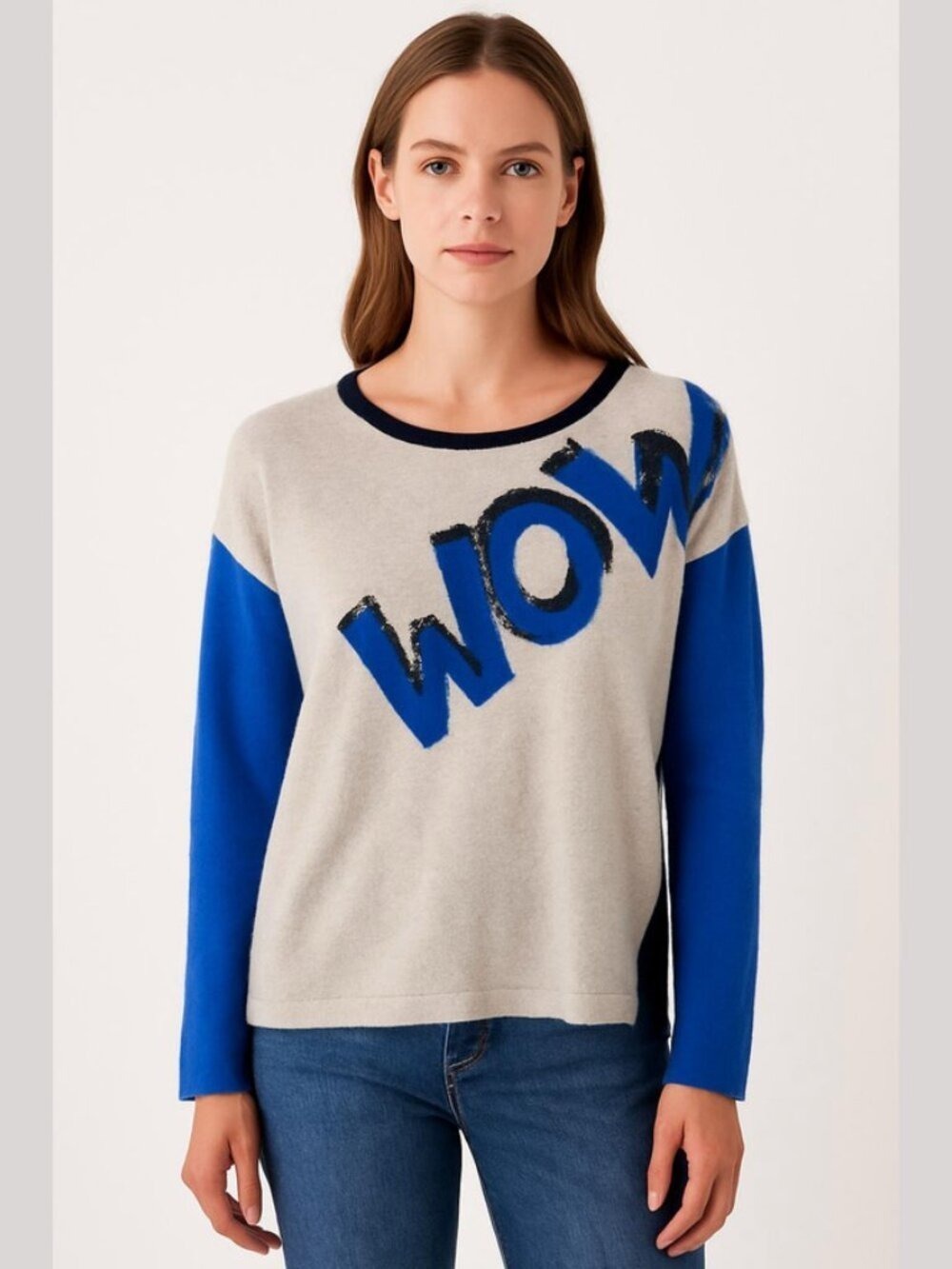 * Luisa Cerano Wool Colourblock WOW Sequin Appliqué Sweater Size 14